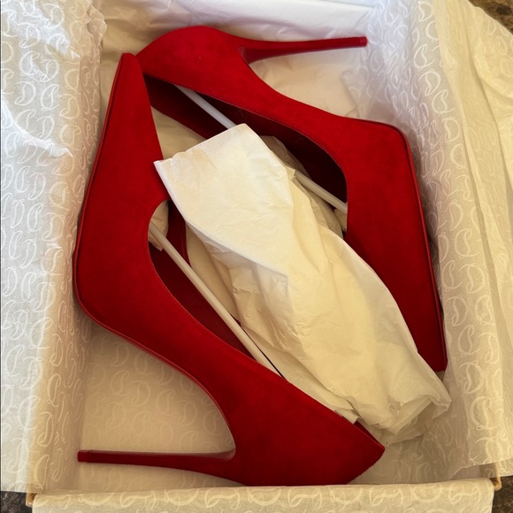 Christian Louboutin Kate max 100mm red loubi suede stiletto sz 39 - Picture 12 of 12